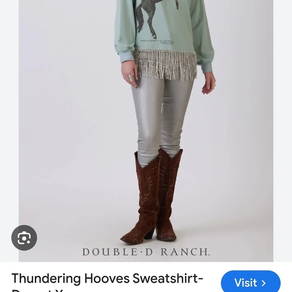 Double D Ranch Women Rodeo Graphic Sweatshirt - Light Green - Picture 8 of 8